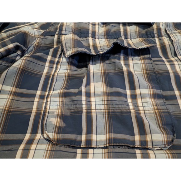 Timberland Men's Size Med Blue Plaid Long Sleeve Button Up Turbo Dry - Picture 2 of 6